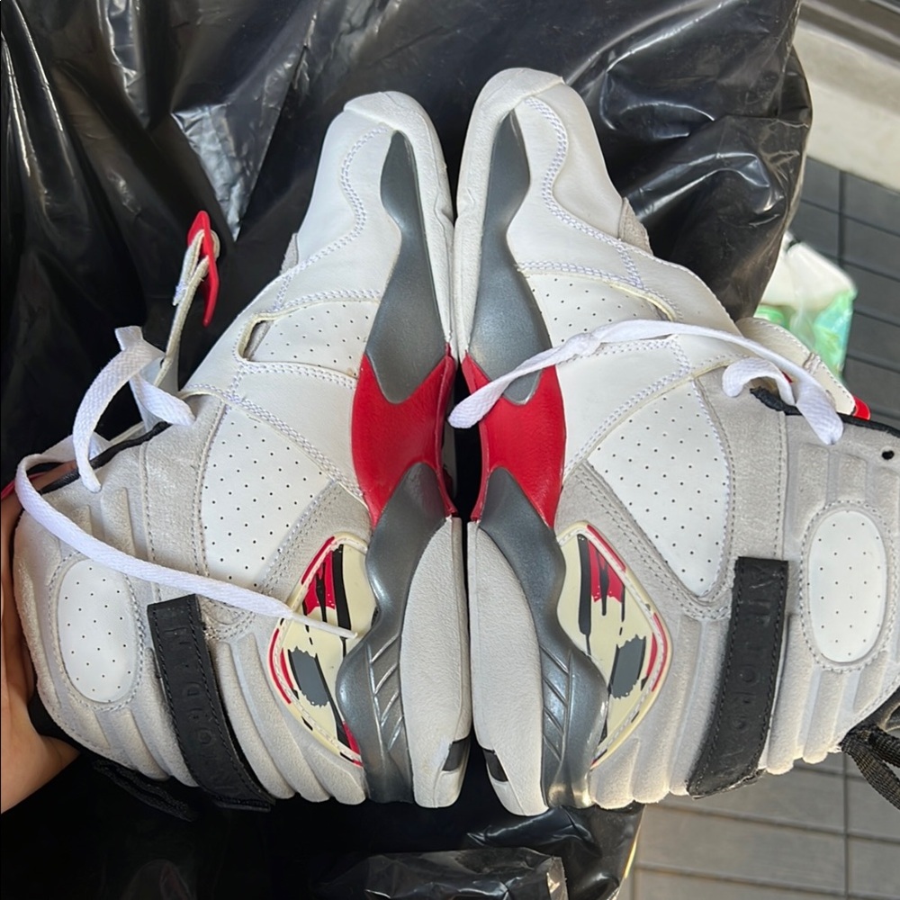Air Jordan White and Red High-Top Sneakers